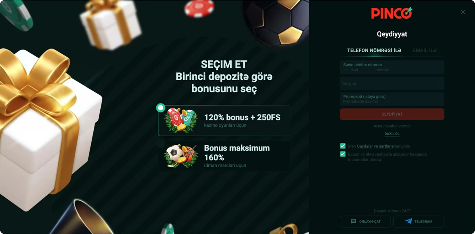 Pinco qeydiyyat bələdçisi